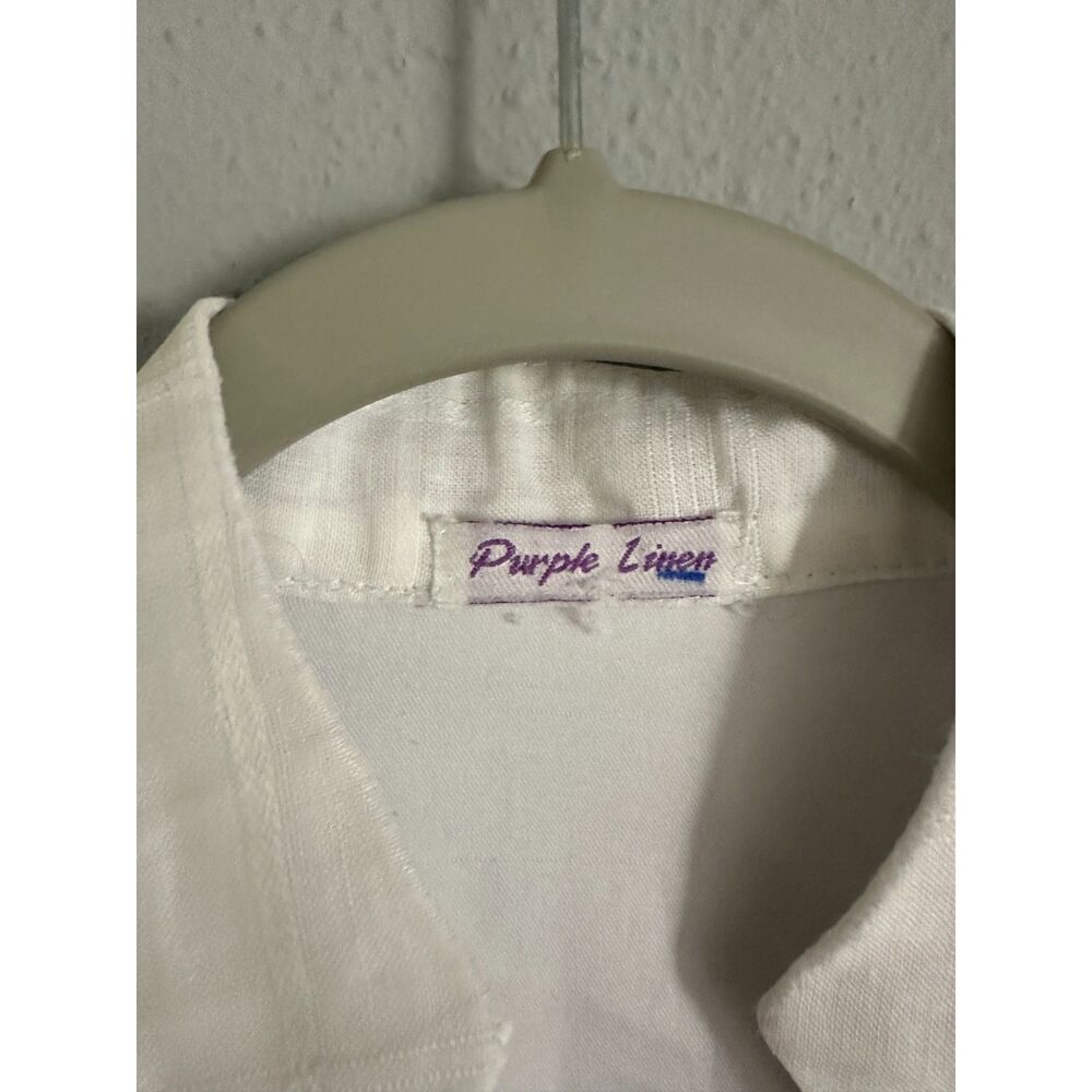 Purple Linen 100% Linen Embroidered Tunic Jacket Blouse White Size S Women’s - Picture 4 of 5